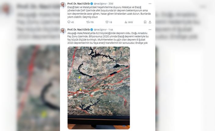Naci Görür’den Malatya’daki 5.9 büyüklüğündeki depreme ilişkin açıklama: "Endişe yok"