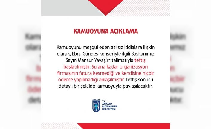 ABB’den Ebru Gündeş konserine ilişkin açıklama