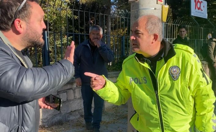 Kazadan görüntü alan İHA muhabirine trafik polisinden sözlü ve fiziki müdahale