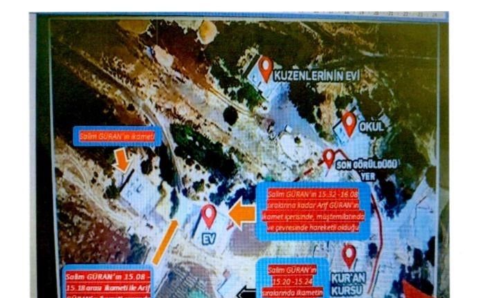 Narin Güran cinayetinde tutuklu sanıkların HTS kayıtlarına ilişkin bilirkişi raporu krokilerle birlikte dava dosyasında