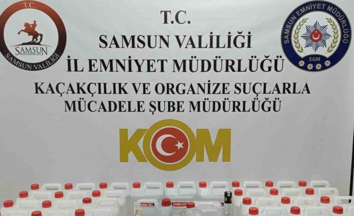 Samsun’da 130 litre etil alkol ve 16 litre sahte içki ele geçirildi