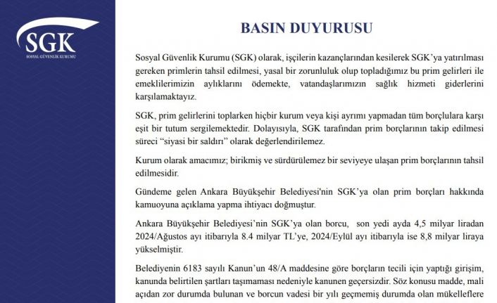 SGK: "(ABB’nin prim borçları) SGK ile rızaen anlaşma yapıldığı iddiası gerçeği yansıtmıyor"