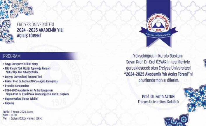 YÖK Başkanı Prof. Dr. Özvar, ERÜ’nün davetlisi olarak Kayseri’ye geliyor