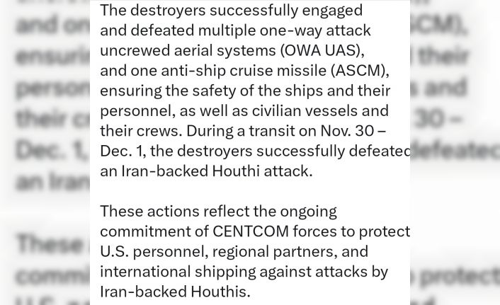 ABD ordusu: “Aden Körfezi’nden geçen gemilerimize yönelik Husi saldırıları önlendi”