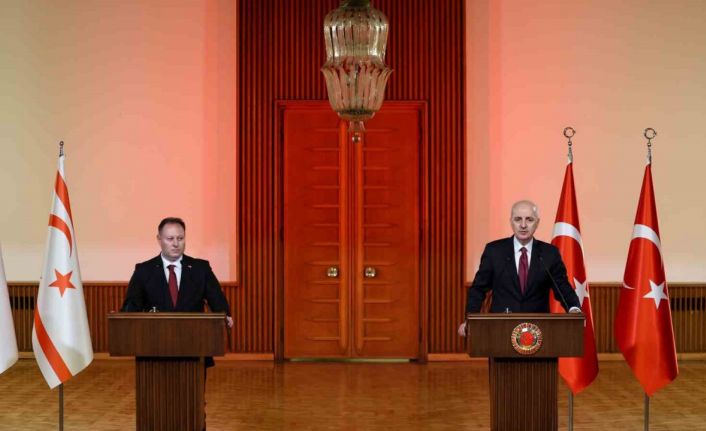 TBMM Başkanı Kurtulmuş KKTC Cumhuriyet Meclis Başkanı Ziya Öztürkler ile basın toplantısı düzenledi