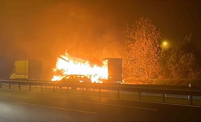 TEM’de tır alev alev yandı