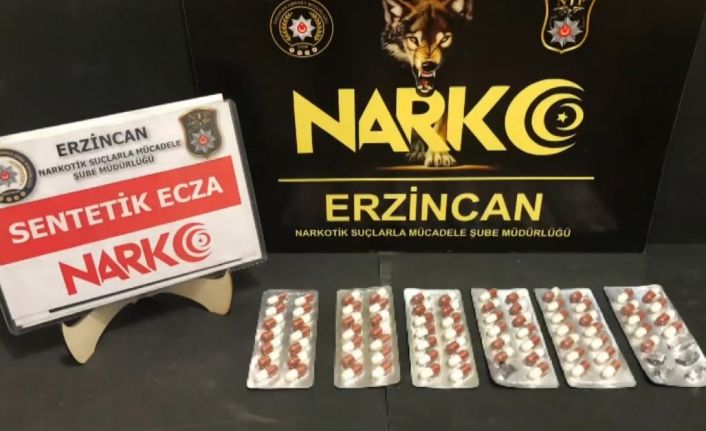 Erzincan’da 78 adet sentetik ecza maddesi ele geçirildi