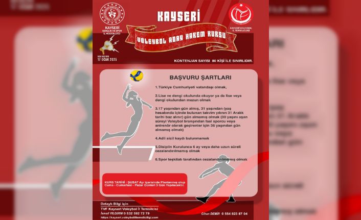 Kayseri’de voleybol hakem kursu başvuruları sürüyor