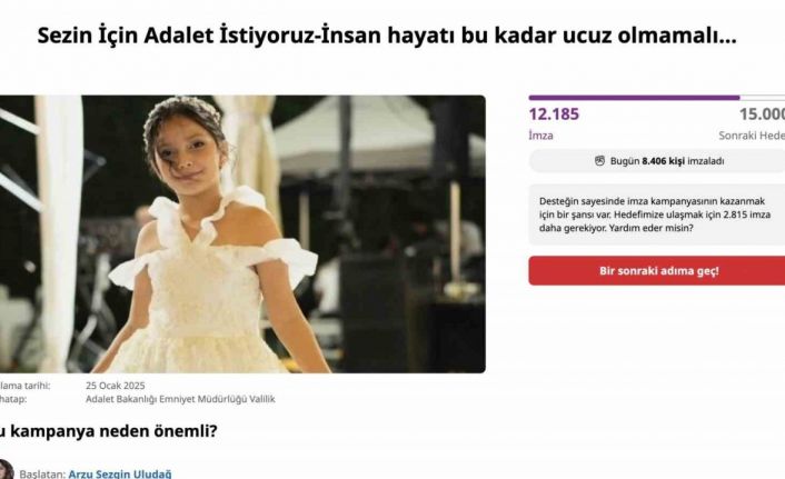 Trafik kazasında ölen 10 yaşındaki Sezin için 12 binin üzerinde imza