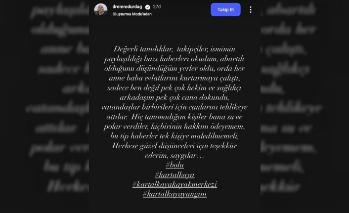 Yangında 15 kişiyi kurtardığı sosyal medya paylaşımıyla öğrenildi