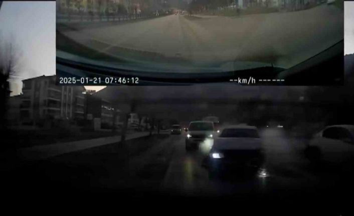 Yaya geçidindeki kaza araç kamerasında