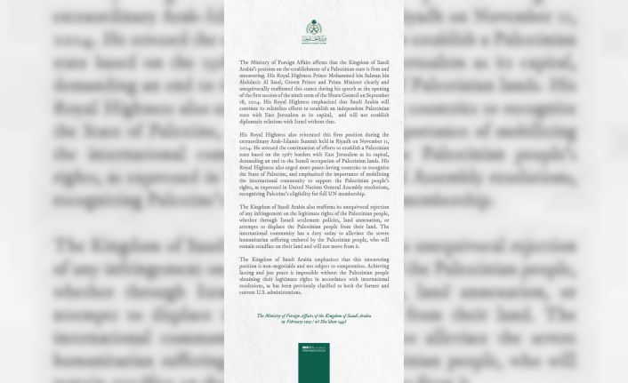 ABD Başkanı Trump’ın Gazze açıklamalarına bir tepki de Suudi Arabistan’tan geldi