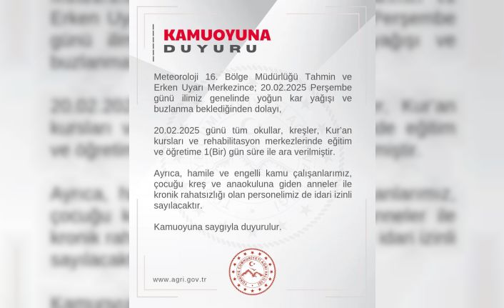 Ağrı’da yoğun kar nedeniyle eğitime ara verildi