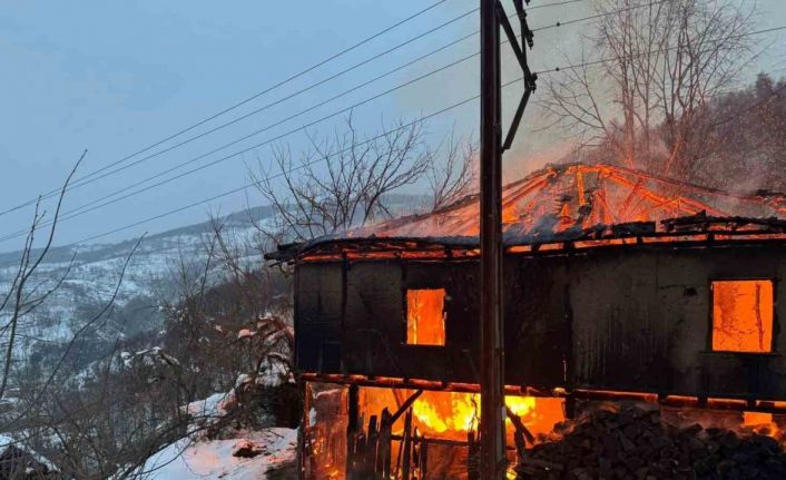 Alev topuna dönen 2 katlı yapı küle döndü