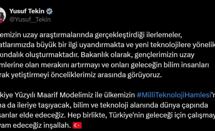 Bakan Tekin: "Milli teknoloji hamlesini daha ileriye taşıyacağız"