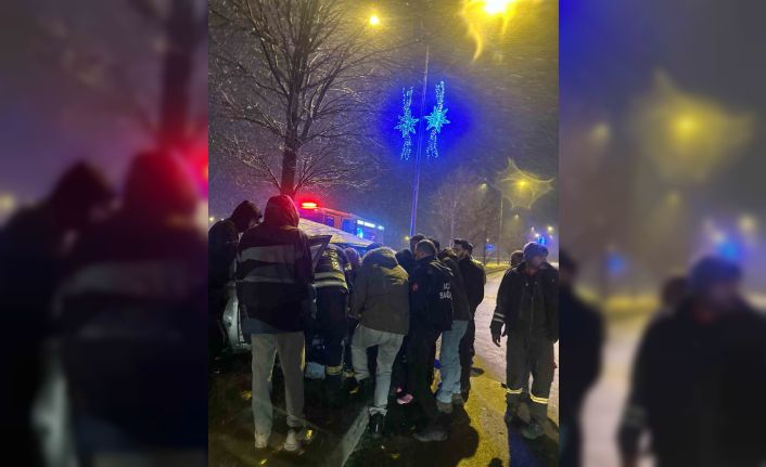 Direksiyon hakimiyetini kaybeden otomobil ağaca çarptı