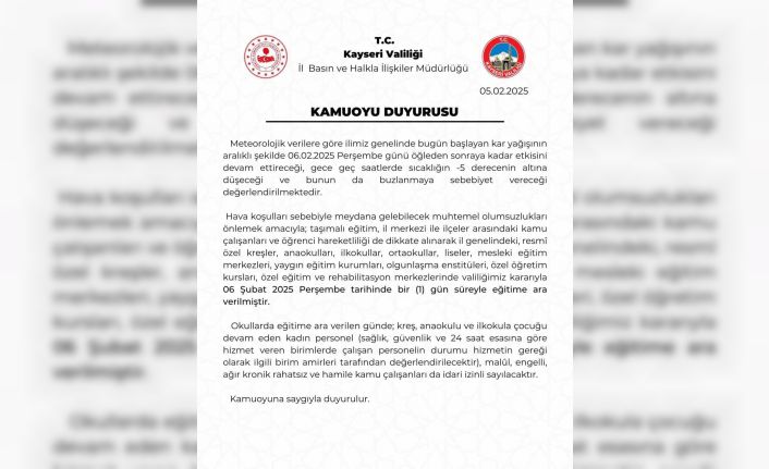 Kayseri’de eğitime kar engeli