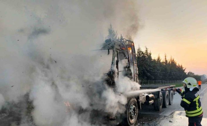 Mersin’de seyir halindeki kamyonda yangın