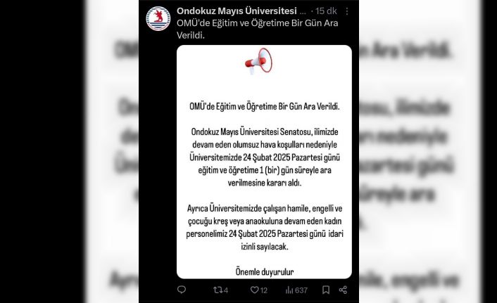 OMÜ’de eğitim ve öğretime kar engeli