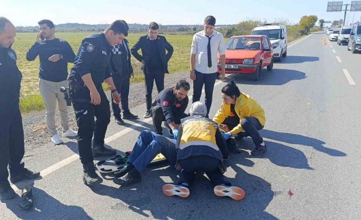 Otomobil ile çarpışan motosikletin sürücüsü 50 metre sürüklendi: 1 yaralı