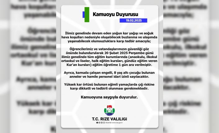 Rize’de eğitime kar engeli