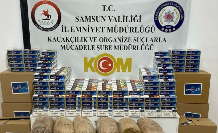 Samsun’da 177 bin adet kaçak makaron ve 350 kilo tütün ele geçirildi