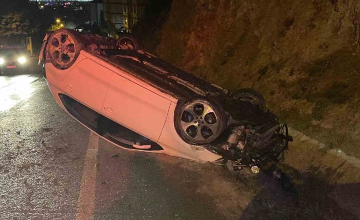 Takla atan otomobilden burnu bile kanamadan çıktı