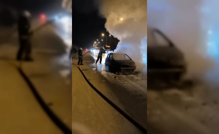 Tarsus’ta otoyolda araç yangını