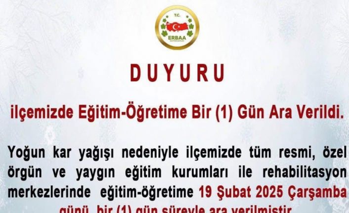 Tokat’ta bir ilçede eğitime ara verildi