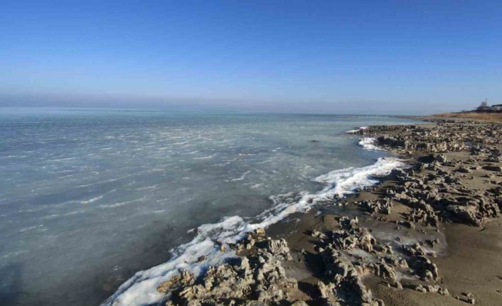 Van Gölü’nun kıyısı dondu