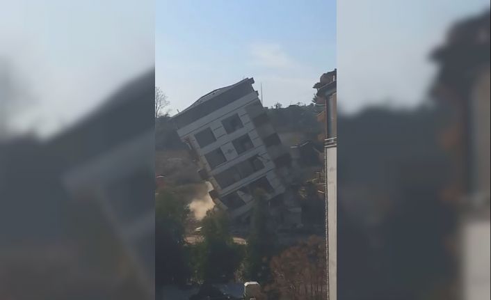 6 katlı binanın maket gibi devrildiği anlar kamerada