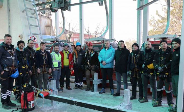 Samsun’da yenilenen ‘teleferik hattı’ için özel kurtarma eğitimi