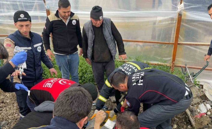 Ayağı çapa makinesine sıkışan şahıs itfaiye ekipleri tarafından kurtarıldı