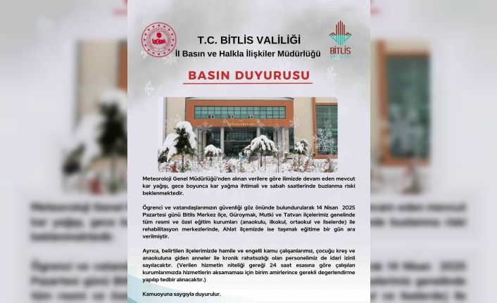 Bitlis’te eğitime kar engeli