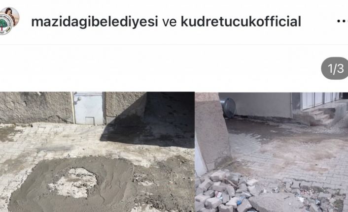 Mazıdağı Belediyesi, bir metrekarelik alanı onarıp dev hizmet sunmuş gibi sosyal medyada paylaştı