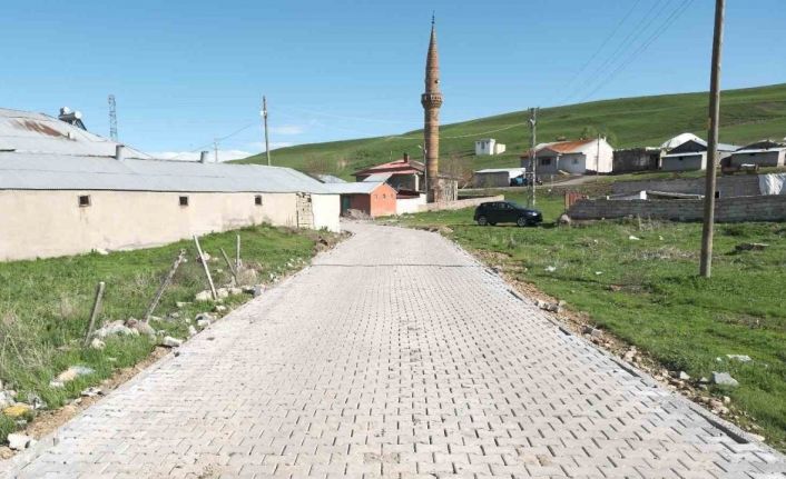 Ağrı’da Kumlugeçit köyünde kilit parke taşı çalışması