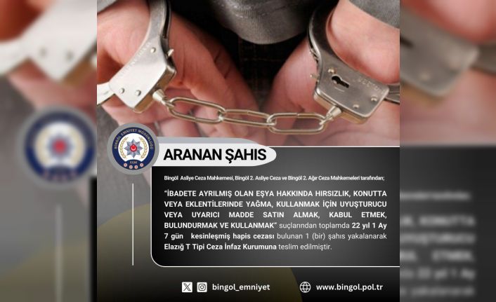 Bingöl’de kesinleşmiş hapis cezası ve araması bulunan 6 kişi yakalandı