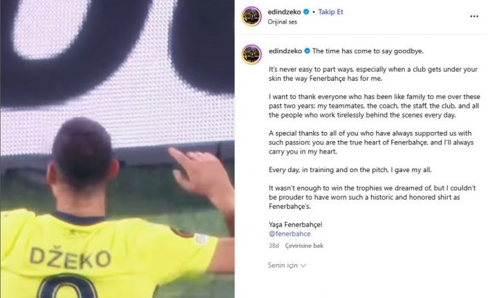 Edin Dzeko, Fenerbahçe’ye veda etti