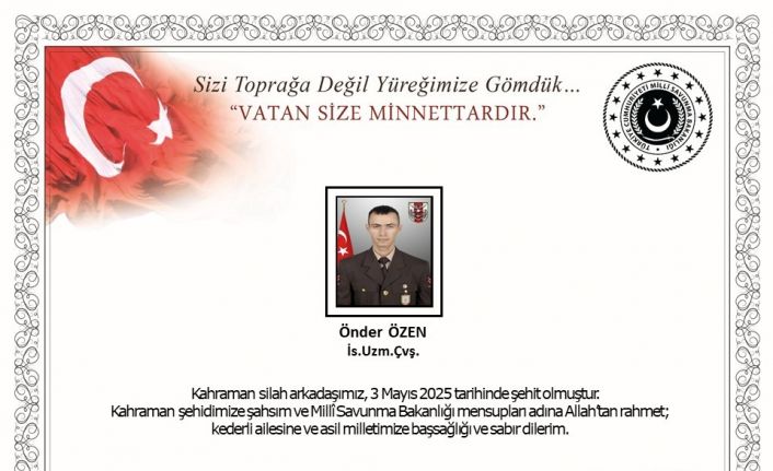 Irak’ın kuzeyinde Pençe Operasyon bölgesinde mayına basarak yaralanan asker şehit oldu