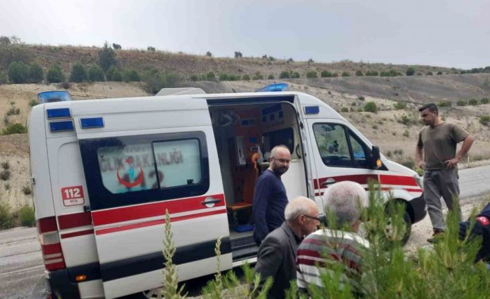 Karşı şeride geçip şarampole uçan otomobili sürücüsü yaralandı