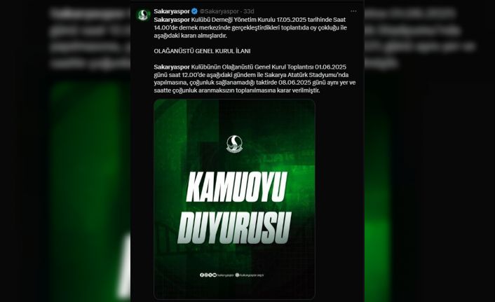 Sakaryaspor’da Olağanüstü Genel Kurul kararı