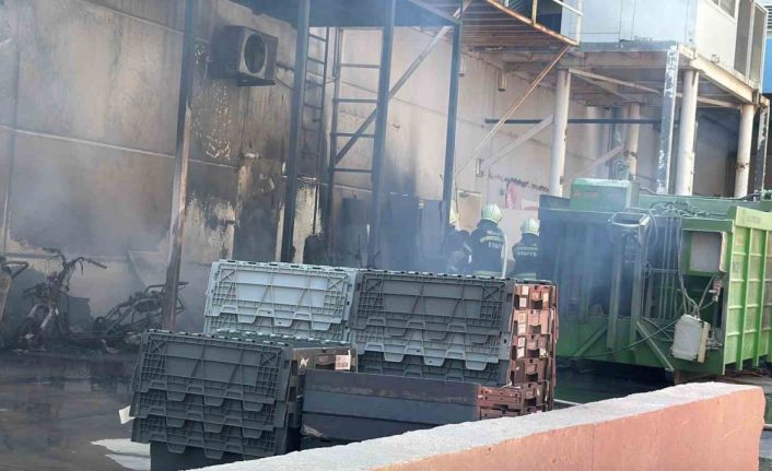 Bodrum’da bir AVM’nin geri dönüşüm alanında çıkan yangın korkuttu