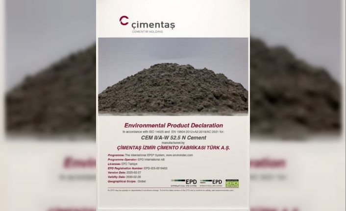 Çimentaş, EPD belgesi ile sürdürülebilirlik taahhüdünü güçlendiriyor