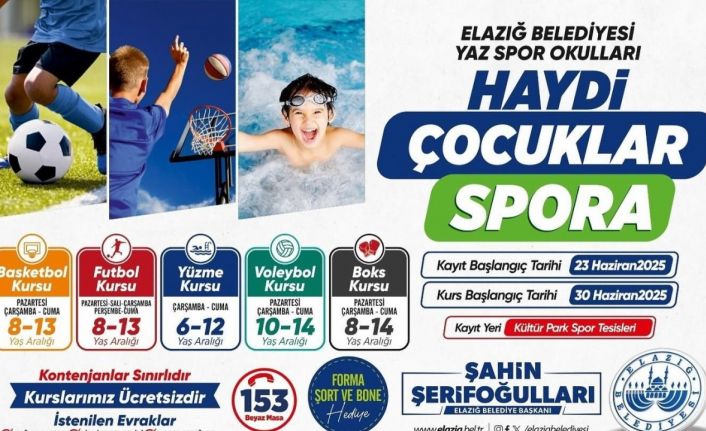 Elazığ Belediyesi ücretsiz yaz spor kursları başlıyor