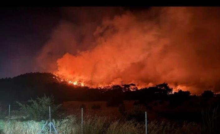 Foça’da yangın devam ediyor
