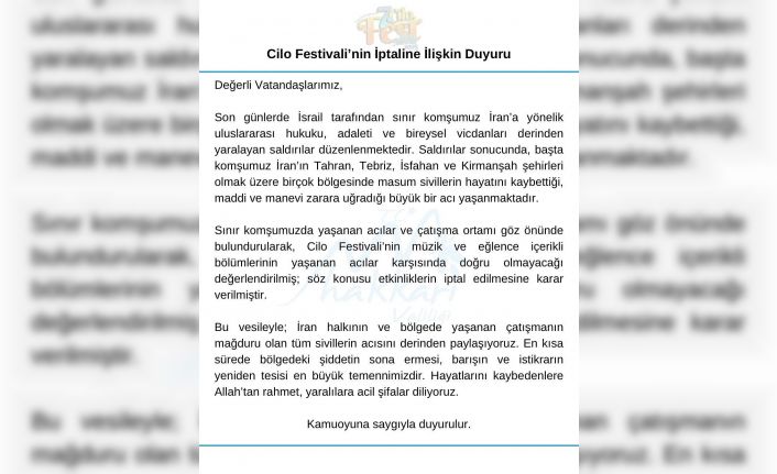 Hakkari Cilofest-2025 eğlence programı iptal edildi