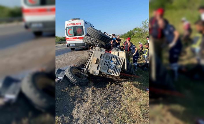 Karacabey’de traktör ile çekici çarpıştı: 1 yaralı