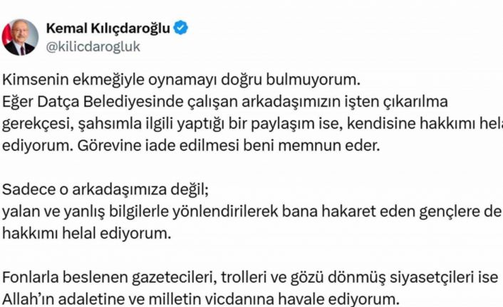 Kılıçdaroğlu’ndan Datça Belediyesine çağrı
