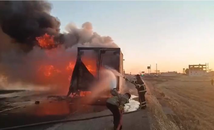 Mardin’de seyir halindeki kamyon alev aldı