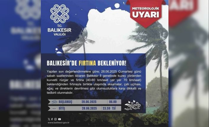 Meteoroloji’den Balıkesir’e fırtına uyarısı
